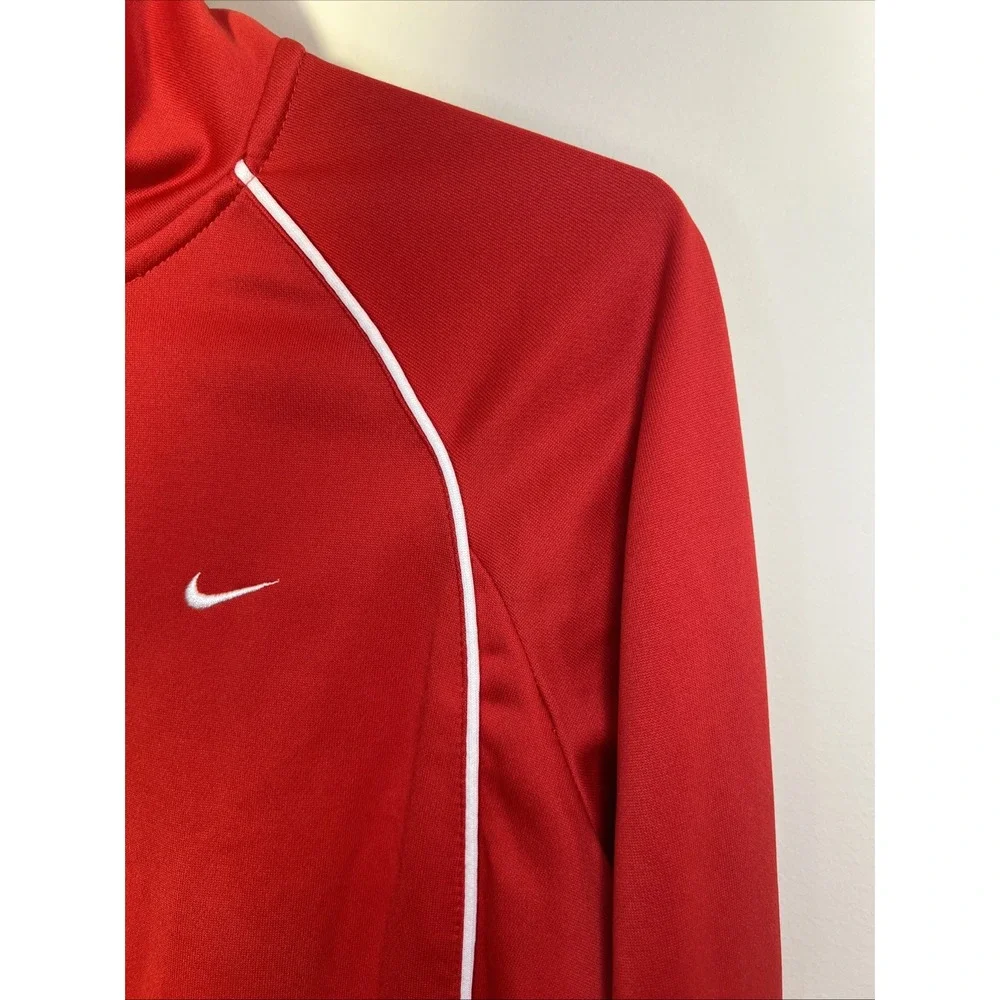 Nike The Athletic Dept Women's Large Red Full Zip Track Jacket White Piping